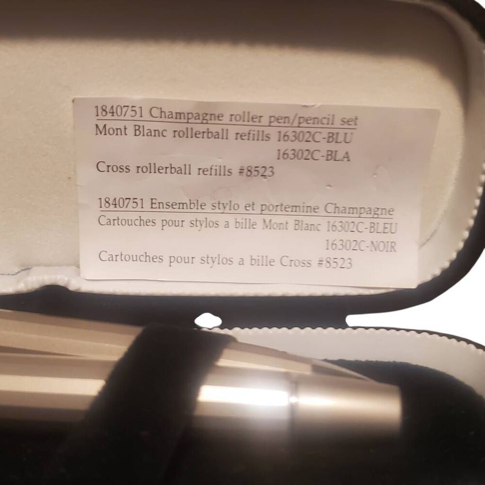 Cross Champagne Rollerball Pen & Pencil Set w/ Case #1840751 Mont Blanc Refills - Picture 4 of 7